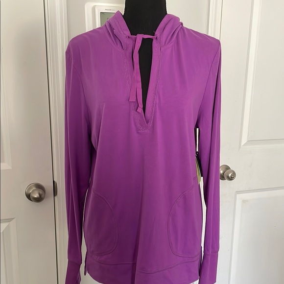 TEK GEAR DryTek Hoodie Sweat Shirt SizeL Berry Color Athletic Sporty Relaxed Fit - Picture 4 of 9